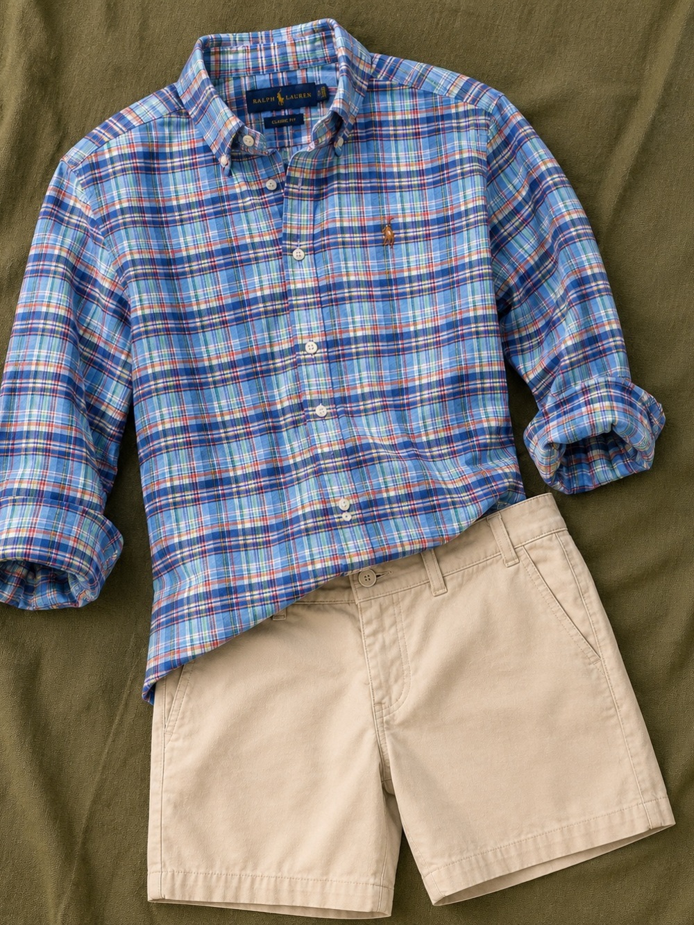 Ralph Lauren Slim Fit Plaid Button Down Shirt Men’s M Blue Multicolor Pony Logo